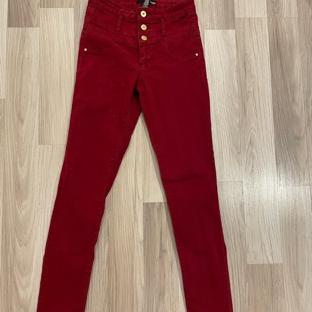 Refuge Women's Bold Red High Rise Jeans